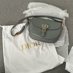 Dior Gray Saddle Bag with Gold Hardware